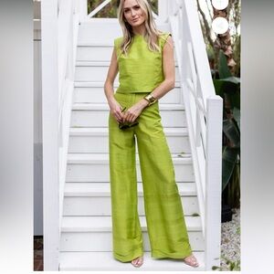 Julia Amory DUPIONI SILK SET - CHARTREUSE (top+bottom)